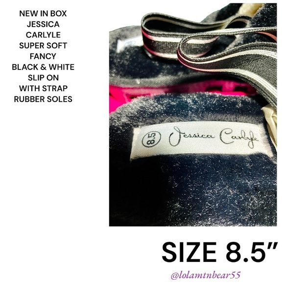 NEW IN BOX JESSICA CARLYLE SUPER SOFT FANCY BLK/WHITE SLIP ON SLING BACK SHOES - Picture 10 of 16